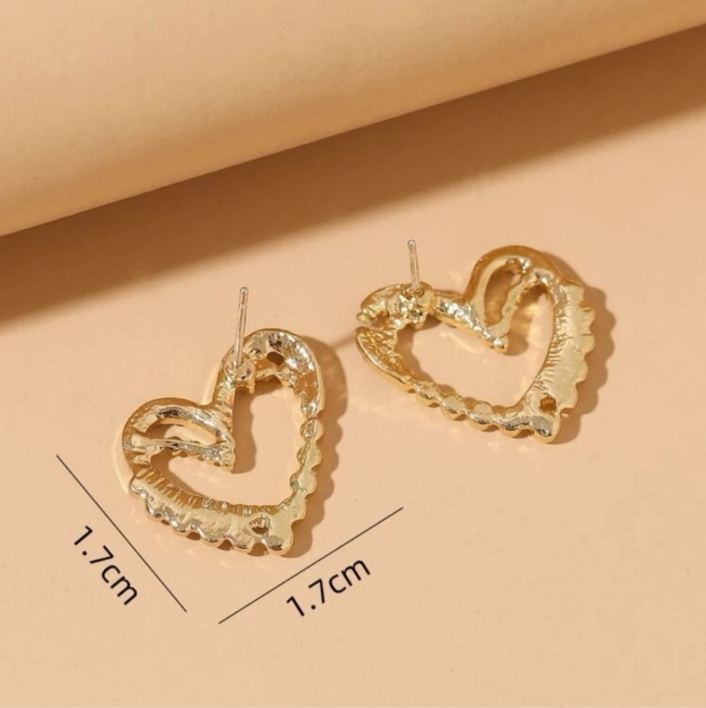 Gold Rhinestone Post Earrings - Picture 3 of 5